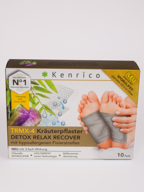 Kenrico TRMX-5 Kräuterpflaster Detox Relax Recover Entgiftungspflaster, 10 Stück Packung mit Carbon-Titan Fixierstreifen