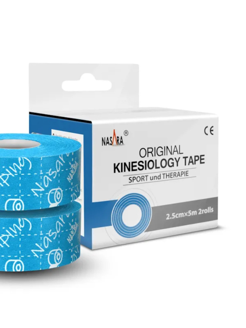 Nasara Kinesiologisches Tape, blau schmal 2 x 2,5 cm x 5m