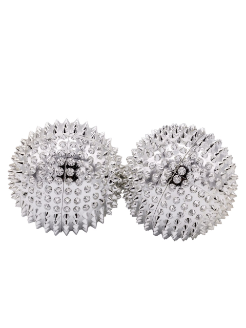 2 Stück magnetische Akupressur Kugeln silber, 55mm