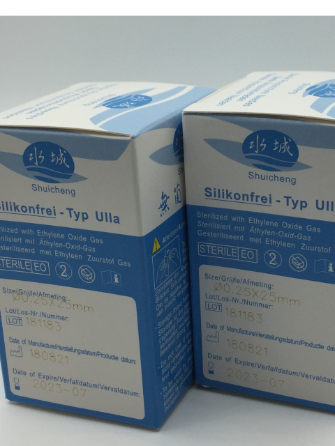 0,30 x 25mm, Shuicheng-Akupunkturnadeln Typ Ulla, 100 Stück mit Kupferwendelgriff