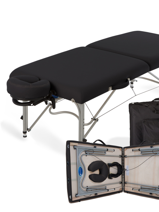 Luna, leichter Aluminium Massagetisch, Schwarz/Black