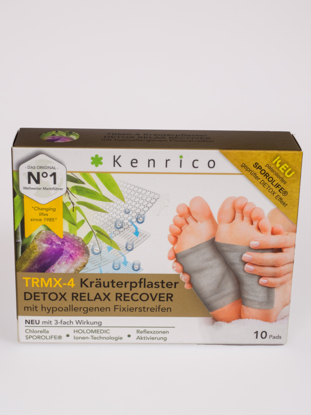 Kenrico TRMX-5 Kräuterpflaster Detox Relax Recover Entgiftungspflaster, 10 Stück Packung mit Carbon-Titan Fixierstreifen