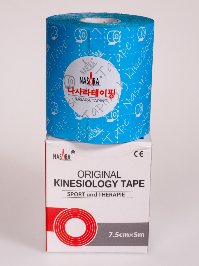 Nasara Kinesiologisches Tape, blau 7,5 cm x 5 m breit