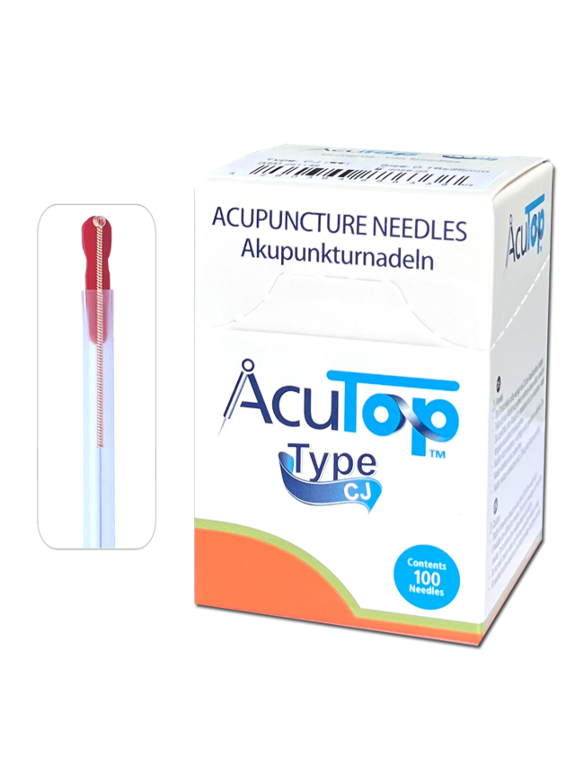0,16 x 25mm AcuTop Nadel Typ CJ, Kupferwendelgriff mit Führungsrohr, silikonisiert, 100 Stück