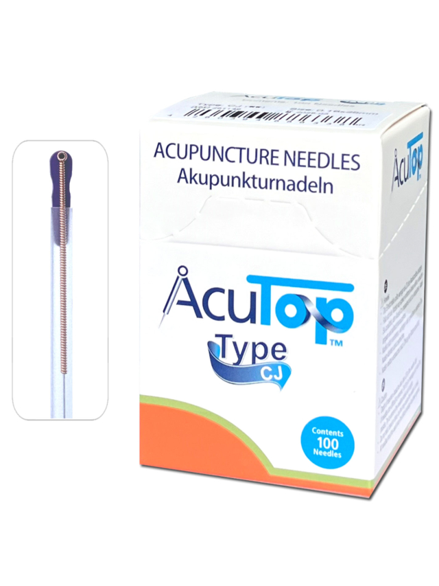 0,25 x 75mm AcuTop Nadel Typ CJ, Kupferwendelgriff mit Führungsrohr, silikonisiert, 100 Stück