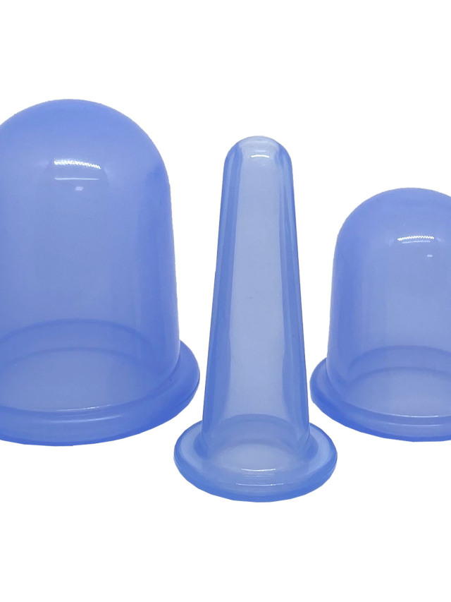 Silikon Massagecup 3er Set Blau