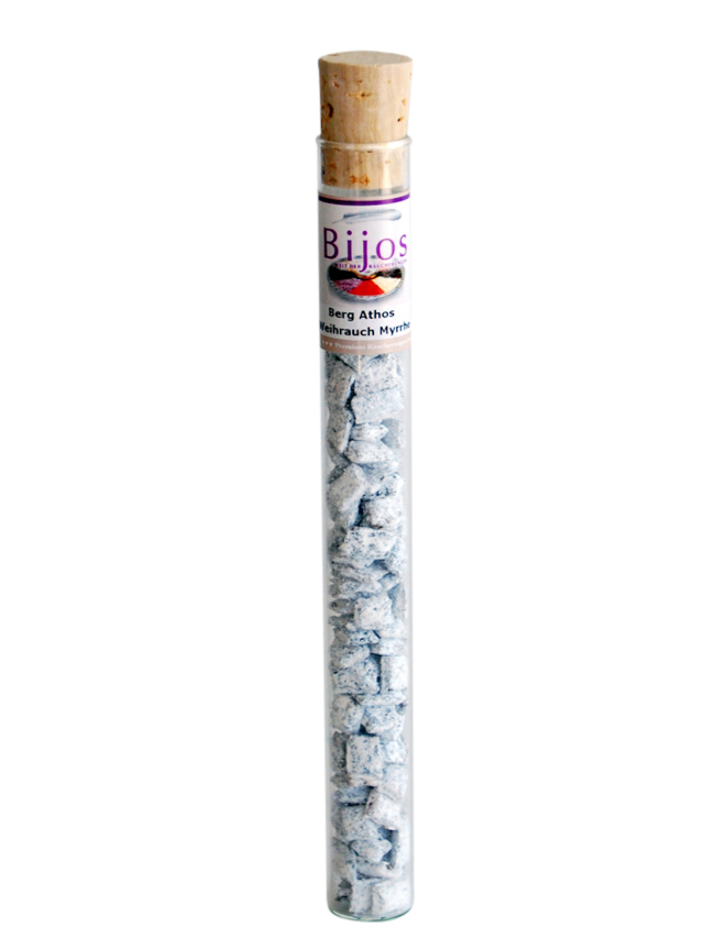 Bijos Räucherharze Berg Athos Weihrauch Myrrhe, ca. 35ml Röhrchen