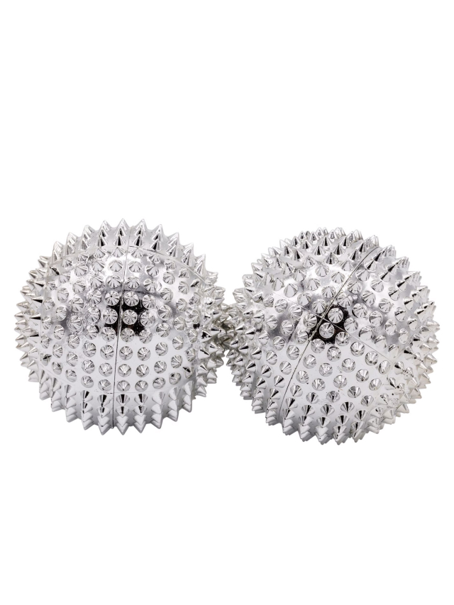 2 Stück magnetische Akupressur Kugeln silber, 55mm